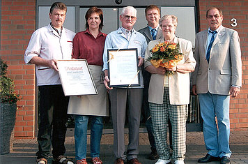 Jens Uwe und Barbara mit August und Christa Burmeister - Verleihung des goldenen Meisterbriefes